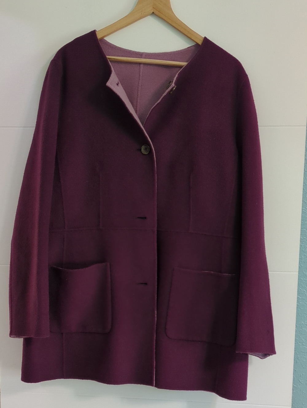 Talbots Women's Purple Reversible Wool Coat